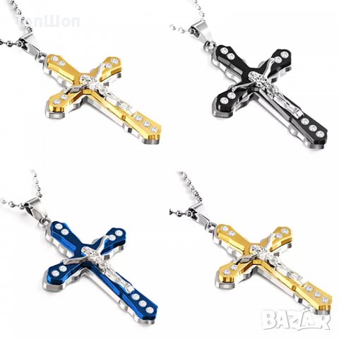 Кръст колие с камъни - 3 модела, снимка 3 - Колиета, медальони, синджири - 37726087