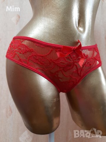 М Червена дантелена бикина с пандела , снимка 3 - Бельо - 39155312