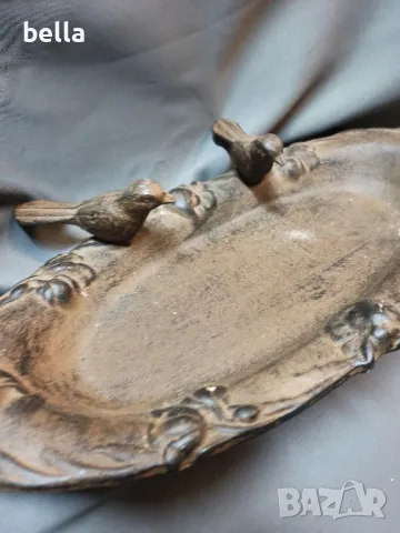 Масивен рядък чугунен съд с птици, снимка 5 - Антикварни и старинни предмети - 48559267