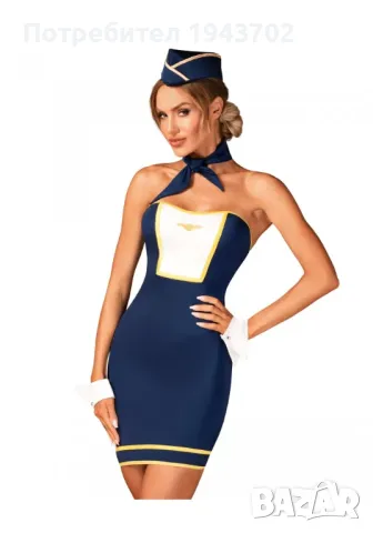 Еротичен костюм на стюардеса в син цвят Stewardess Obsessive