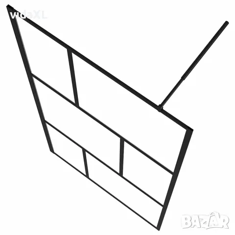 vidaXL Преграден параван за баня, закалено стъкло, черен, 100x195 см, снимка 5 - Душове - 56146158