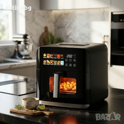 Еърфрайър Oliver Voltz OV51980CF, 1800W, 8 литра, Двоен нагревател, 12 Програми, LED дисплей и прозо, снимка 3 - Мултикукъри - 54062974