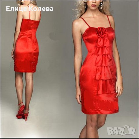 Нова червена сатенена рокля, снимка 1 - Рокли - 29254584