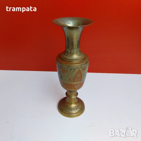 НАЙ ДОБРАТА ОФЕРТА Инкрустирана декоративна ваза , месинг , снимка 4 - Антикварни и старинни предмети - 53247770