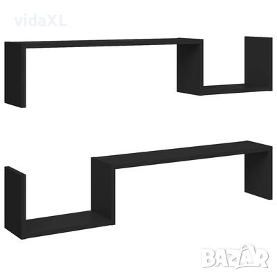 vidaXL Стенни рафтове, 2 бр, черни, 100x15x20 см, ПДЧ（SKU:807269, снимка 1
