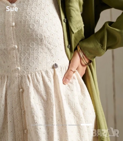 Superdry лятна дантелена рокля в екрю бохо стил, снимка 5 - Рокли - 51178227