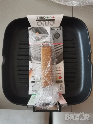 Нов Тиган грил Brio със сгъваема дръжка, 26 x 26 см, снимка 2 - Съдове за готвене - 51697997