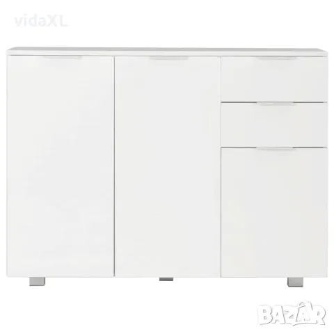 vidaXL Бюфет, бяло със силен гланц, 107x35x80,5 см, снимка 3 - Бюфети - 56146552