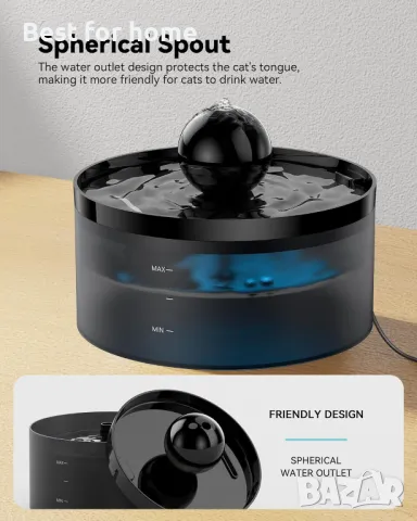 Котешки фонтан за пиене на вода с LED светлина, снимка 3 - За котки - 49530237