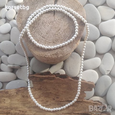 Класическо дълго колие с бели изкуствени перли 120 см, модел 20085-120, снимка 4 - Други - 36709895