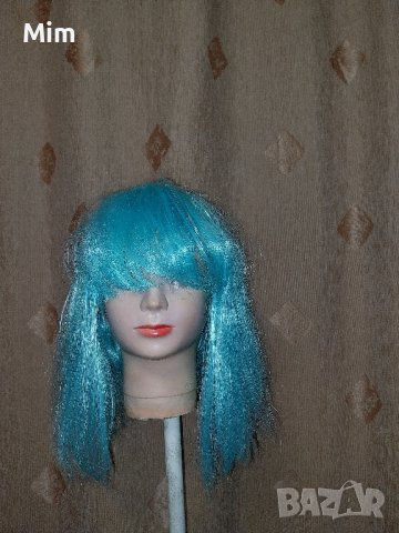 Електриково синя перука от изкуствен косъм за парти , снимка 1 - Аксесоари за коса - 42859050