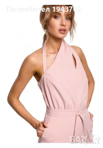 Елегантен дамски гащеризон в цвят пудра M502 MOE, снимка 2 - Гащеризони - 47765207