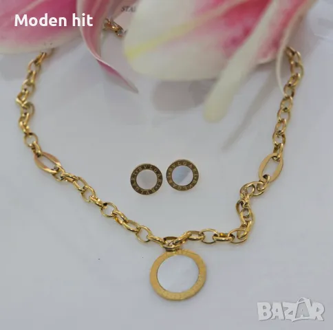 Bvlgari Комплект Колие И Обеци Медицинска Стомана - Различни Цветове Код VL-52, снимка 2 - Бижутерийни комплекти - 50337021