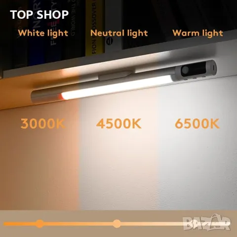 2 бр. акумулаторна магнитна безжична лентова лампа, 44 светодиода, сензор за движение, дистанционно, снимка 8 - Лампи за стена - 49522747