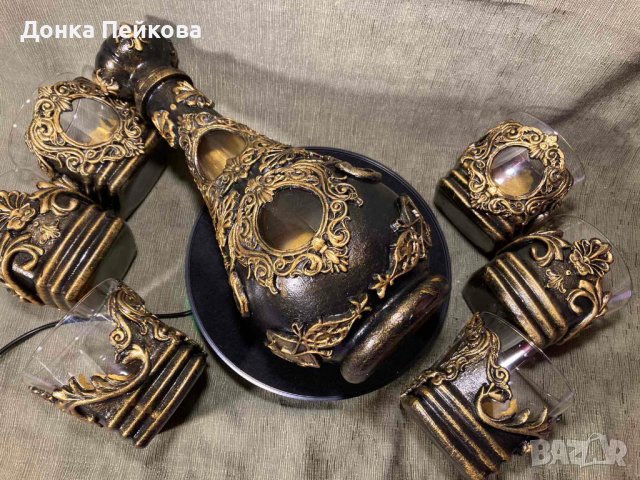 Сервиз за уиски от 7 части - ръчна изработка, снимка 9 - Декорация за дома - 39786294