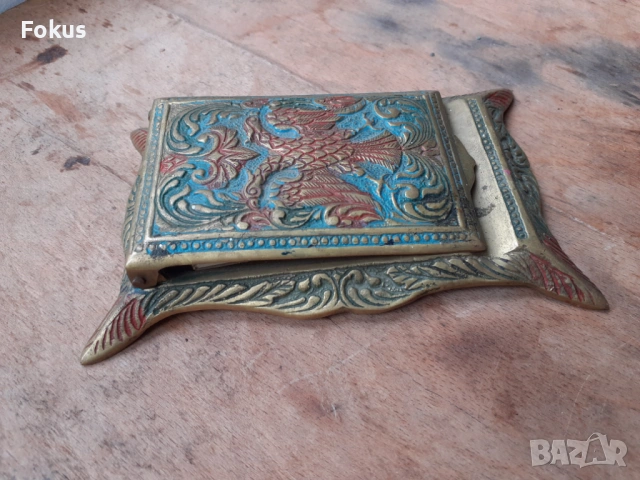 Стар тефтер за бележки бронз емайл двуглав орел, снимка 2 - Антикварни и старинни предмети - 54257553