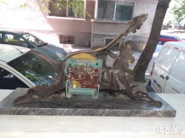 Стар красив каминен бароков часовник бронз мрамор, снимка 3 - Антикварни и старинни предмети - 50954088