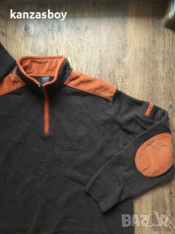 Paul & Shark - страхотен мъжки пуловер ХЛ 100% Лана мерино, снимка 5 - Пуловери - 44534274