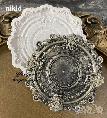 Масивен ретро часовник силиков молд форма фондан шоколад гипс смола декор, снимка 1 - Форми - 35919197
