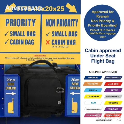 Aerolite раница/чанта/кабинен багаж 40x20x25cm одобрена от всички аеролинии с USB порт за зареждане, снимка 6 - Раници - 54169444