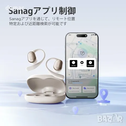 Слушалки с отворено ухо SANAG C16S Open Fit, безжични Bluetooth с микрофон, с куки за уши, бежово, снимка 8 - Безжични слушалки - 48010947