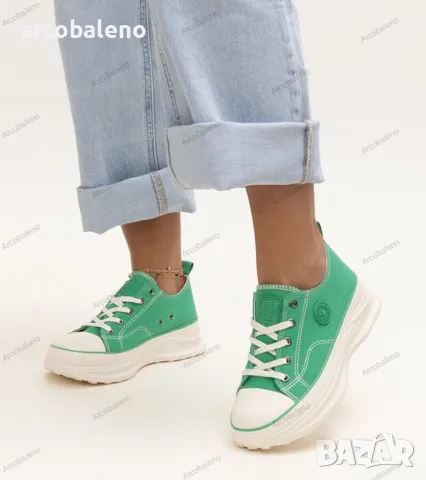 Дамски зелени масивни кецове Big Star NN274130, снимка 3 - Кецове - 49158483