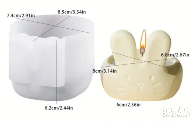 Молд кашпа свещник зайче, снимка 2 - Форми - 51291367