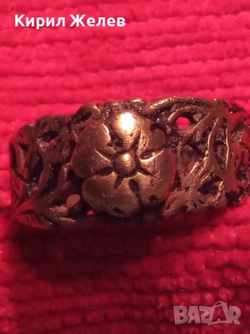 СТАРИНЕН ФЛОРАЛЕН ПОЗЛАТЕН СРЕБЪРЕН МАЙСТОРСКИ РЪЧНО РАБОТЕН ПРЪСТЕН АРТ-ДЕКО УНИКАТ 17076