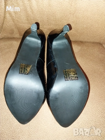 41 Черни лачени обувки 41и 42 розови обувки брокат с ток , снимка 6 - Дамски обувки на ток - 52421465