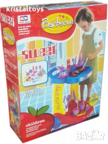 Детски комплект Кухня Барбекю с прибори и маса, снимка 1