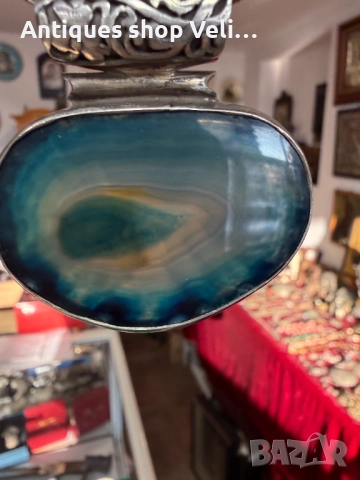 Сребърен арт комплект с ахат №7746, снимка 5 - Други ценни предмети - 52814598