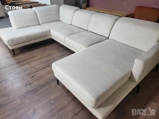 ПРОМОЦИЯ!!!Светло кремав П - образен ъглов диван от плат Mondo Lometti, снимка 8 - Дивани и мека мебел - 52829591