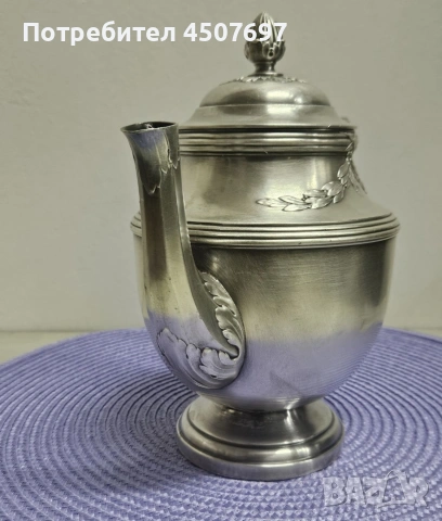Френски посребрен чайник., снимка 2 - Антикварни и старинни предмети - 53081327