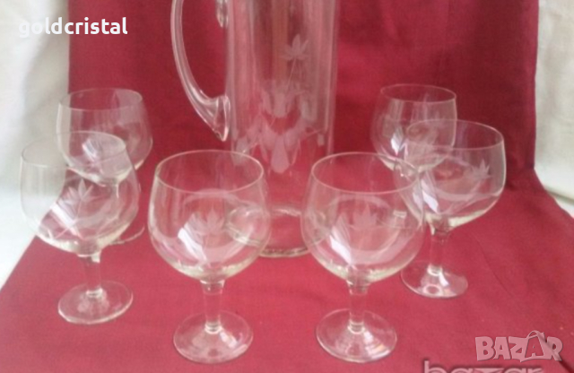 стари стъклени чаши и кана , снимка 8 - Антикварни и старинни предмети - 19070709