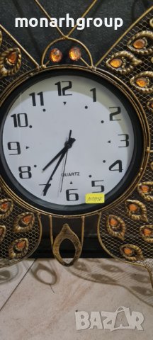 Стенен часовник "Пеперуда"-метал и камъни ,72/61см, снимка 4 - Стенни часовници - 39508234