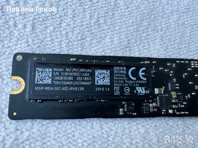 SSD за MacBook Apple Samsung 128GB 655-1857J MZ-JPV128R/0A2 SSD Solid State Drive A1465 A1466, снимка 4 - Твърди дискове - 44686965