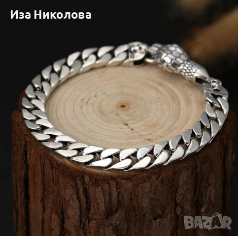 Сребърна гривна със змия, снимка 2 - Гривни - 38569704