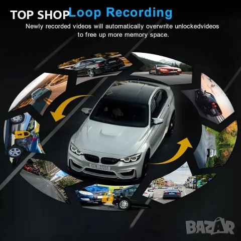 Високоскоростна камера Edospor Dash Cam за автомобили + 64G SD карта, снимка 9 - Аксесоари и консумативи - 48487399