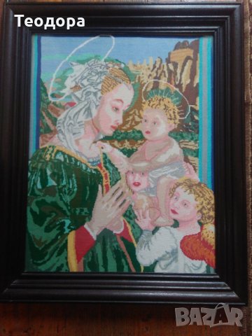 Гоблен "Богородица с младенца", снимка 6 - Гоблени - 31897304