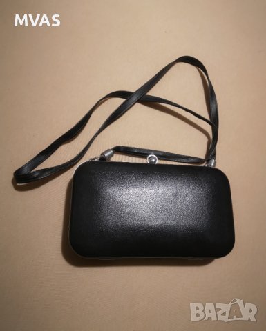 Нова малка дамска черна чанта за рамо твърда официална