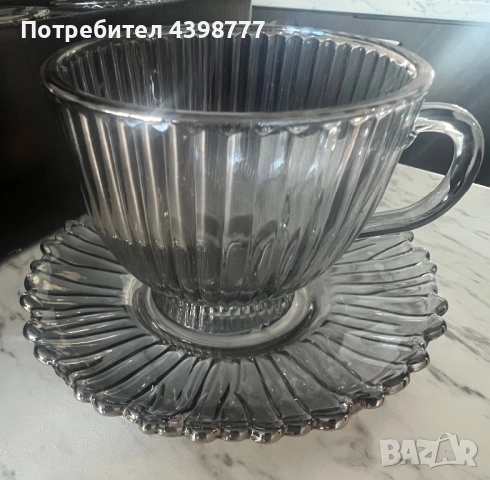 КОМПЛЕКТ СЕРВИЗ ЗА ЧАЙ -СТЪКЛЕН 12 ЧАСТИ ПРОЗРАЧЕН, снимка 2 - Други стоки за дома - 54236696