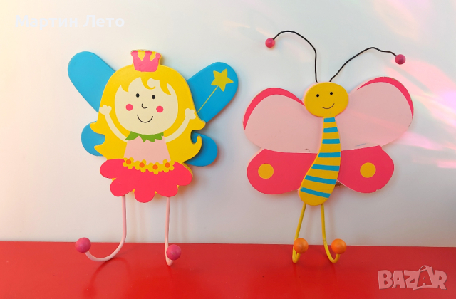 Дървени детски закачалки. 3 бр, снимка 2 - Мебели за детската стая - 44674052