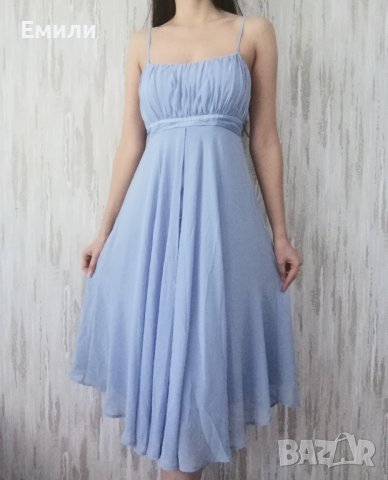 VILA y2k елегантна дамска рокля с дължина под коляното в син цвят р-р S, снимка 3 - Рокли - 44374973