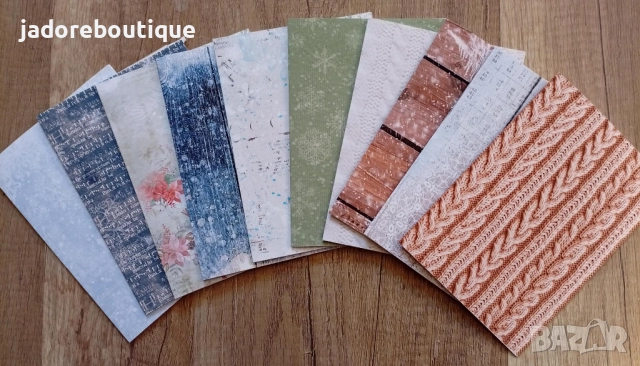 Заготовки/ основи за картички с принт А6 - зимна тема - 10 броя