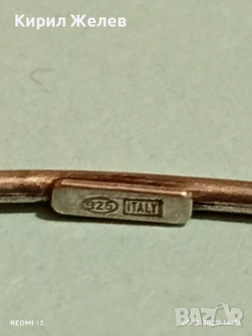 РЪЧНА ИЗРАБОТКА СРЕБЪРНА ГРИВНА с МАЛКИ СЪРЦА ИНКРУСТИРАНИ КРИСТАЛИ Italy 34508, снимка 4 - Гривни - 52858500