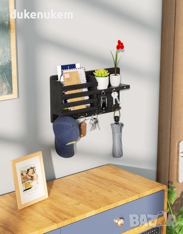 Кутия за ключове с 8 куки, рафт за съхранение, магнитен държач, снимка 6 - Етажерки - 52276582