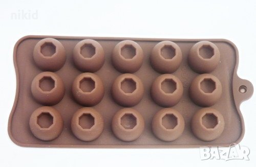 топчести кръгове топче с вдлъбнатина силиконов молд за шоколадови бонбони шоколад пралини, снимка 2 - Форми - 38401172