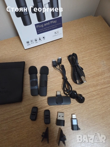 Комплект безжични Lavalier микрофони IUMAKEVP K6, снимка 2 - Микрофони - 53296158