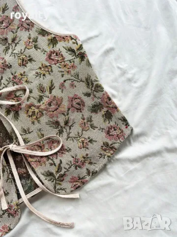 Бродиран, флорален елек от тъкан плат в Бохо стил 🍋, снимка 6 - Елеци - 49205936