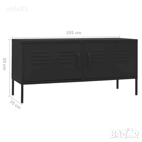 vidaXL ТВ шкаф, черен, 105x35x50 см, стомана, снимка 9 - Секции и витрини - 56147069